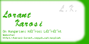 lorant karosi business card